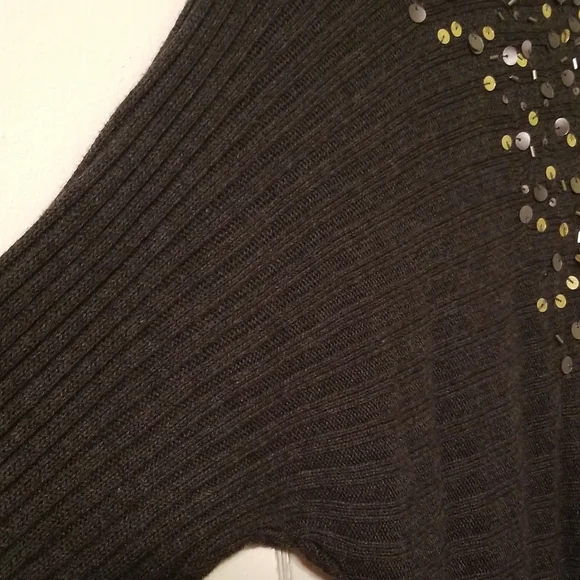 Elegant BLACK RIVET Knitted Dark Grey Dress Long Sleeves w Sequins Women Size S - Picture 9 of 16